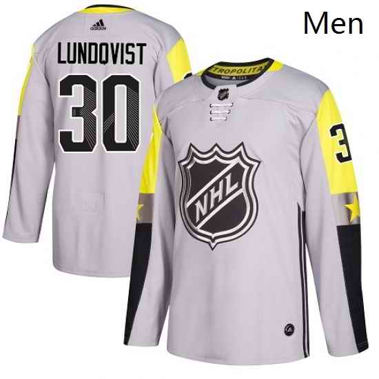 Mens Adidas New York Rangers 30 Henrik Lundqvist Authentic Gray 2018 All Star Metro Division NHL Jersey